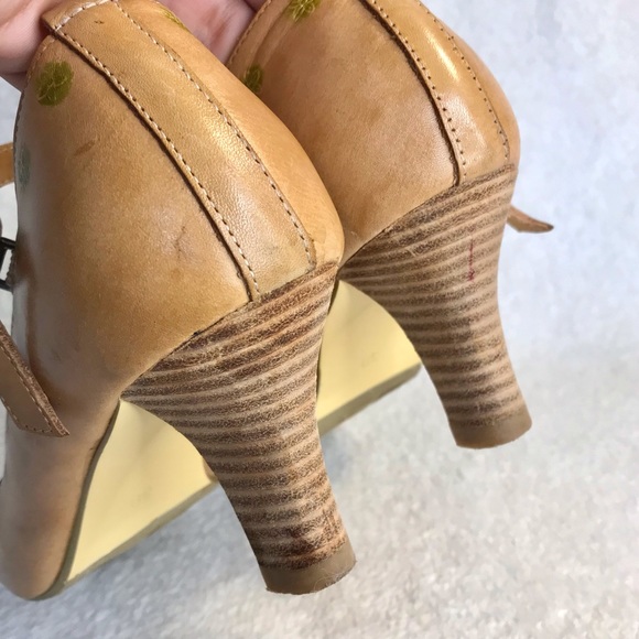 Genuine leather floral summer open toe sandals tan heels with strap Infinity - Picture 13 of 15